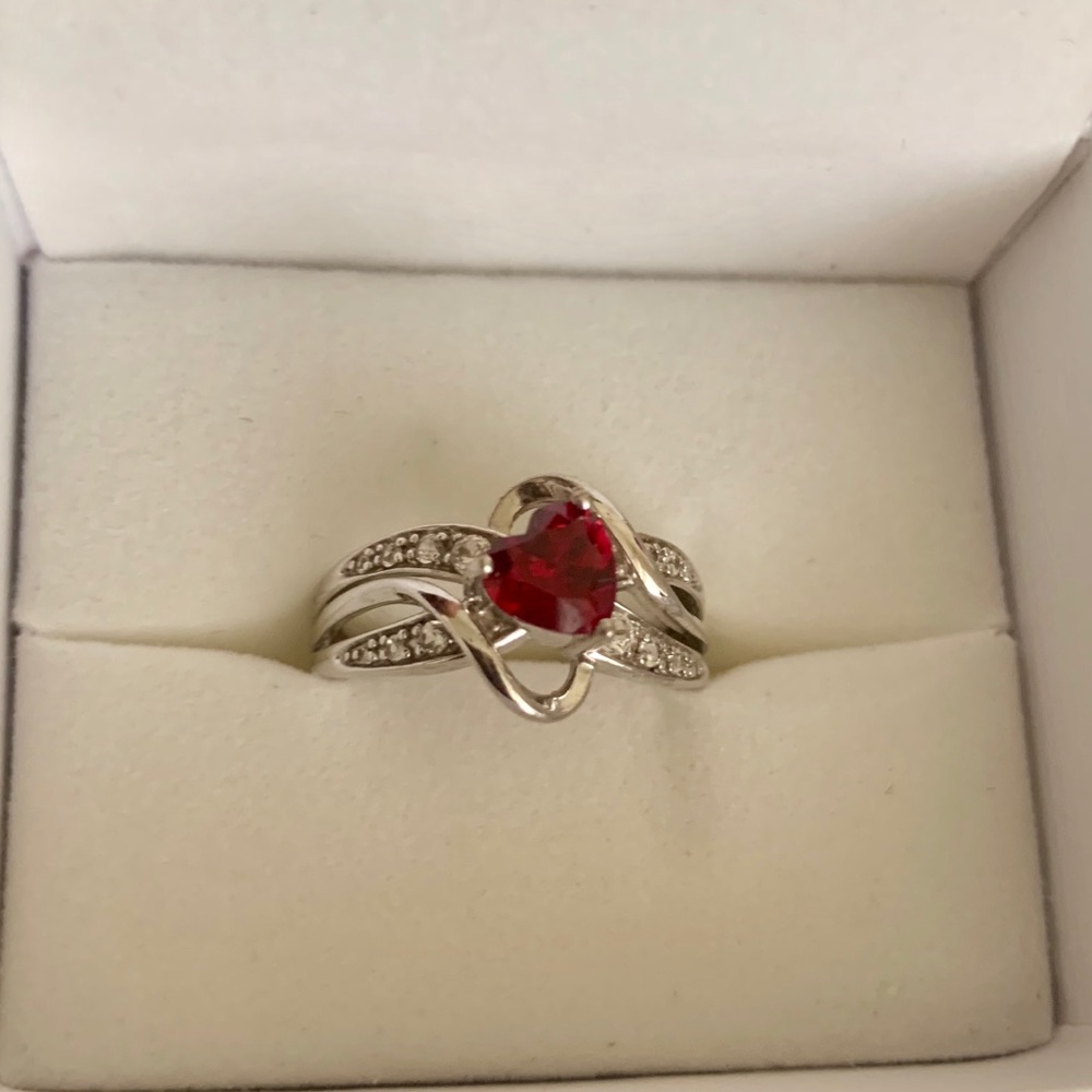 Ruby and Sapphire Sterling Silver Ring size 7